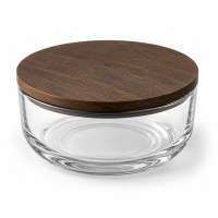 Stiklinis indelis žvakėms su mediniu dangteliu – 300 ml (Wide)